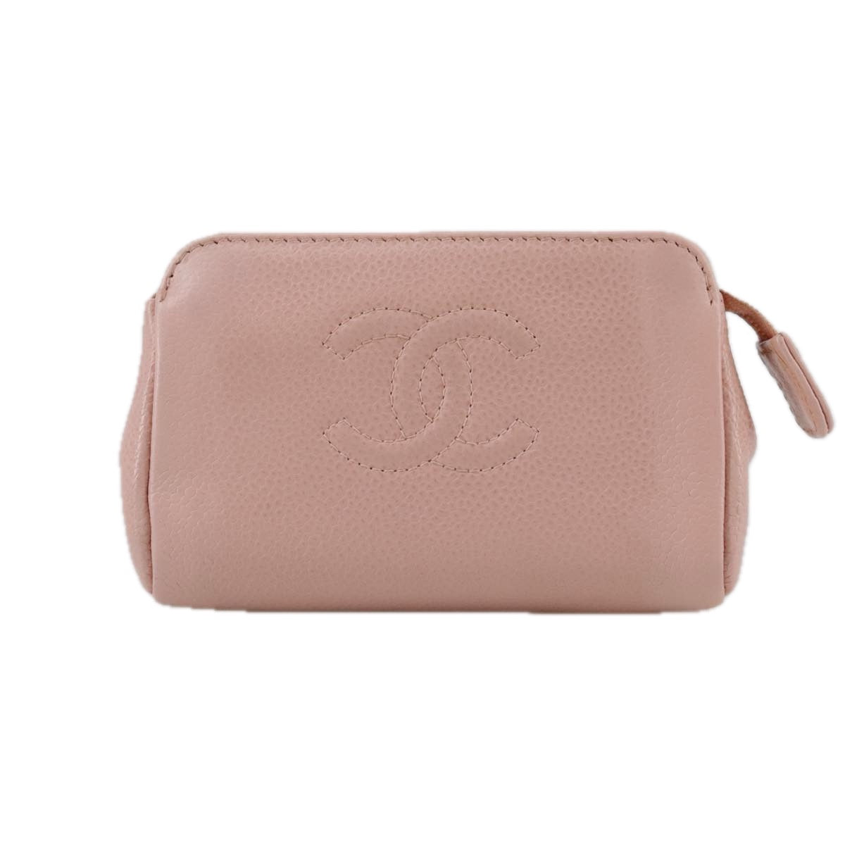 CHANEL COCO Mark Pouch Caviar Skin Pink Gold CC 109423