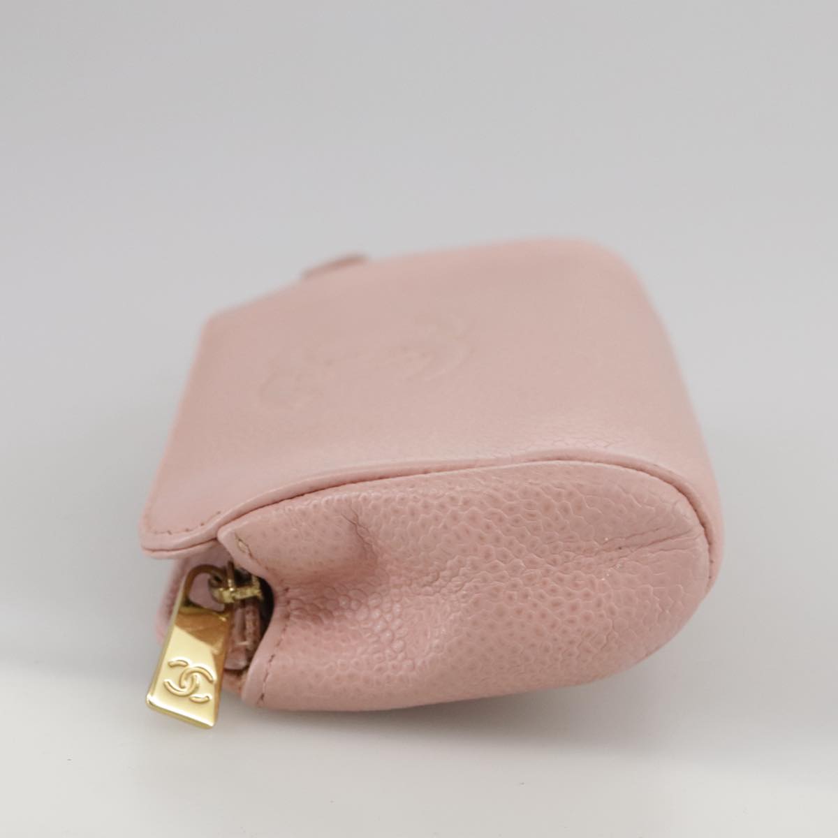 CHANEL COCO Mark Pouch Caviar Skin Pink Gold CC 109423
