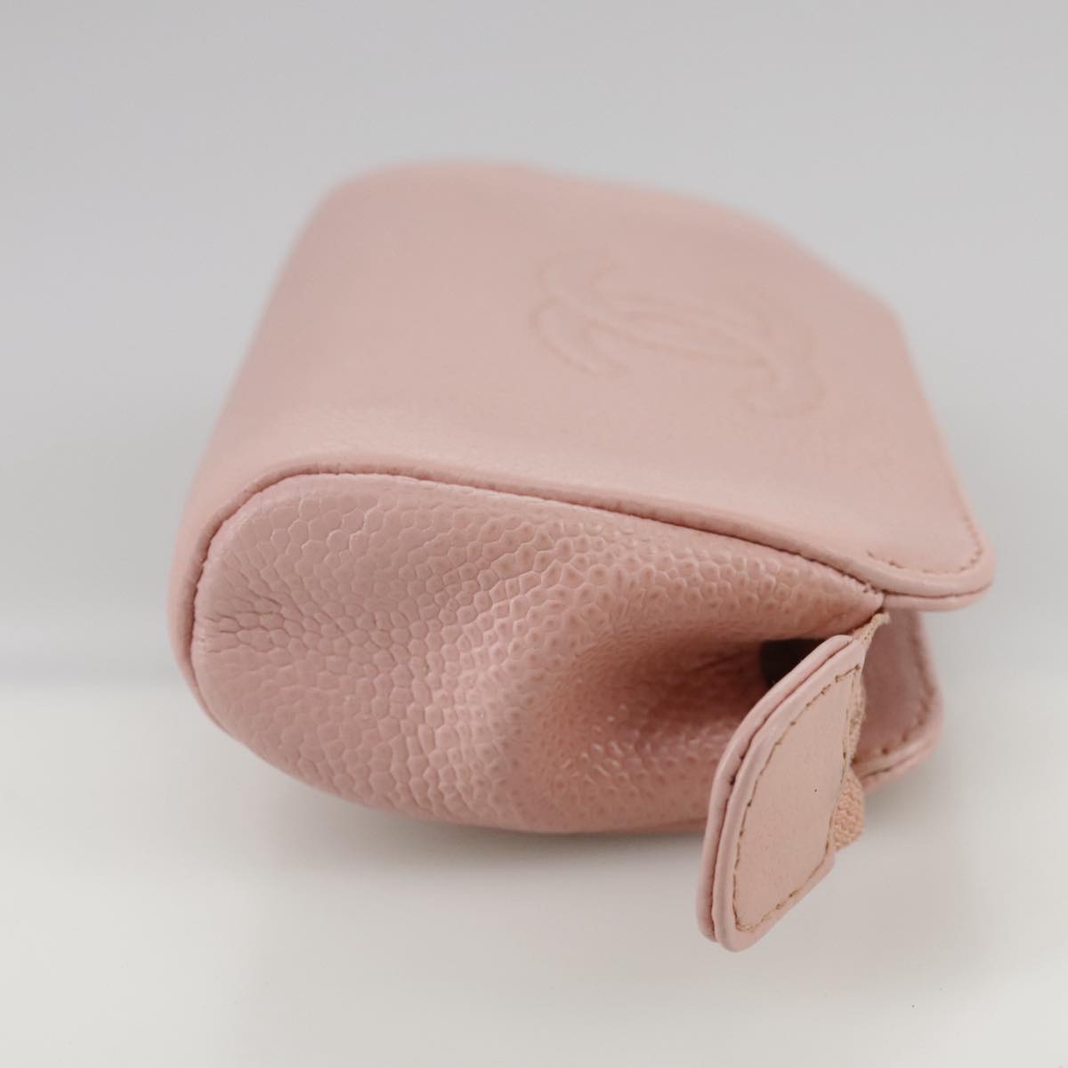 CHANEL COCO Mark Pouch Caviar Skin Pink Gold CC 109423