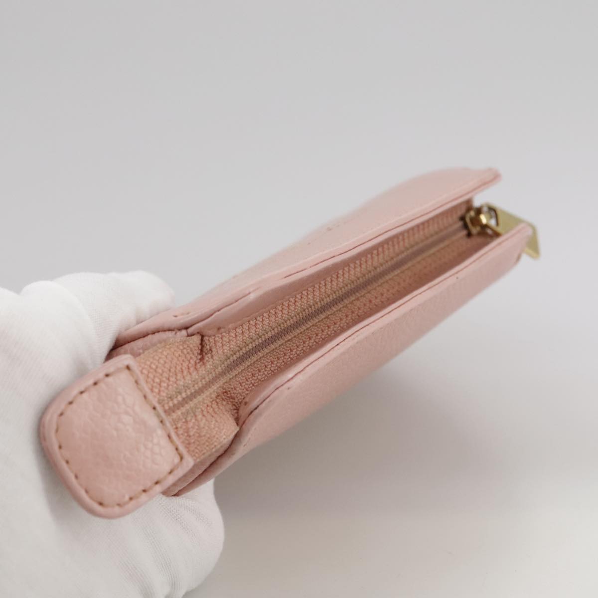 CHANEL COCO Mark Pouch Caviar Skin Pink Gold CC 109423
