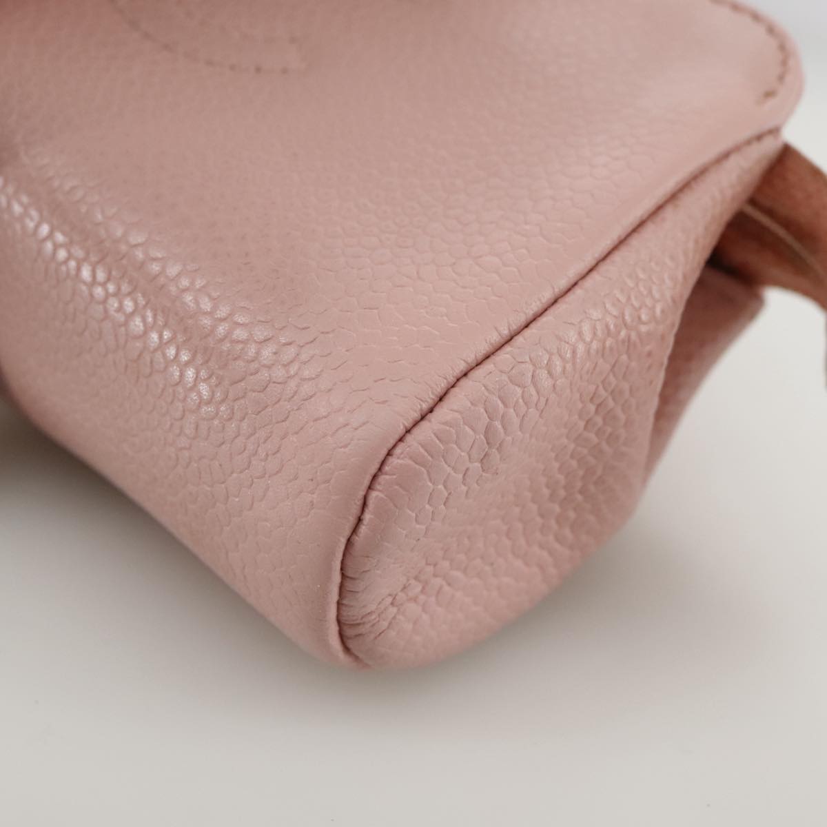 CHANEL COCO Mark Pouch Caviar Skin Pink Gold CC 109423