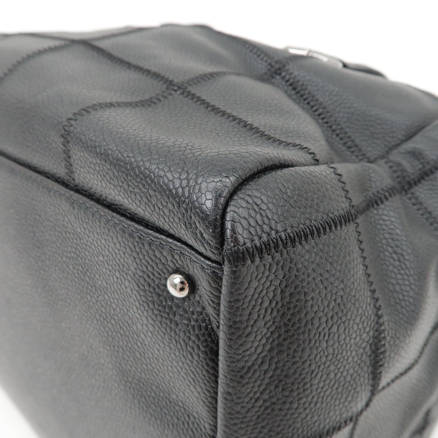 CHANEL Chocobar Caviar Skin Boston Bag Shoulder Bag Black
