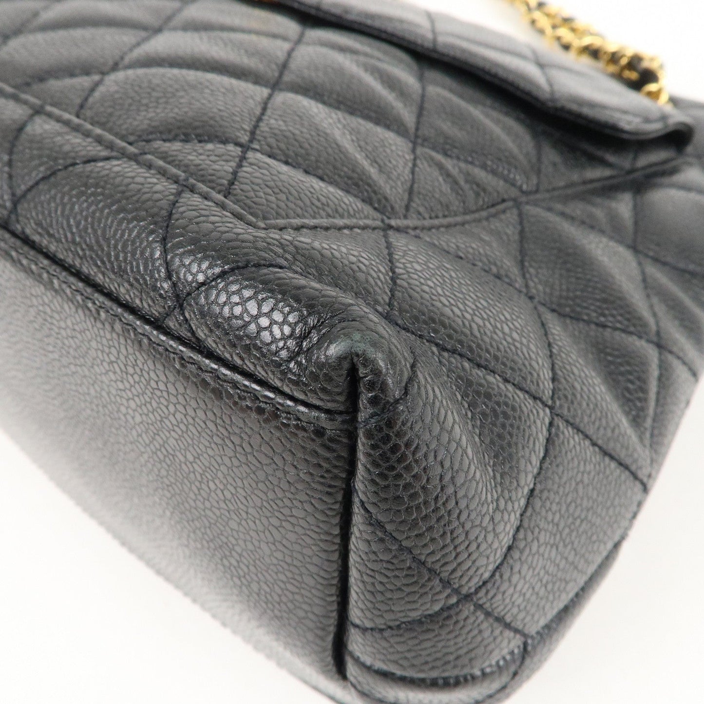 CHANEL Matelasse Caviar Skin Chain Tote Bag Shoulder Bag Black