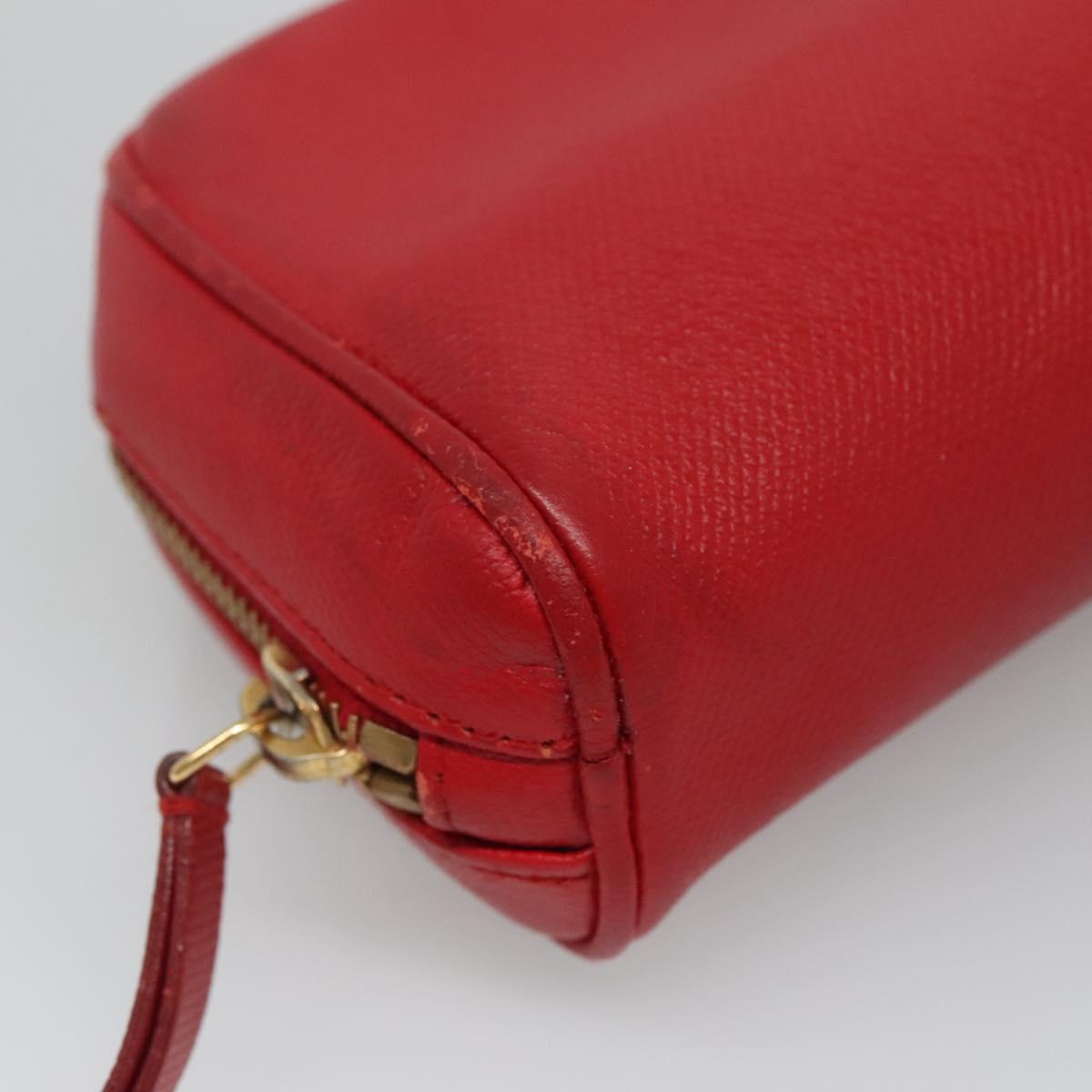 CHANEL Pouch Leather Red CC 110050