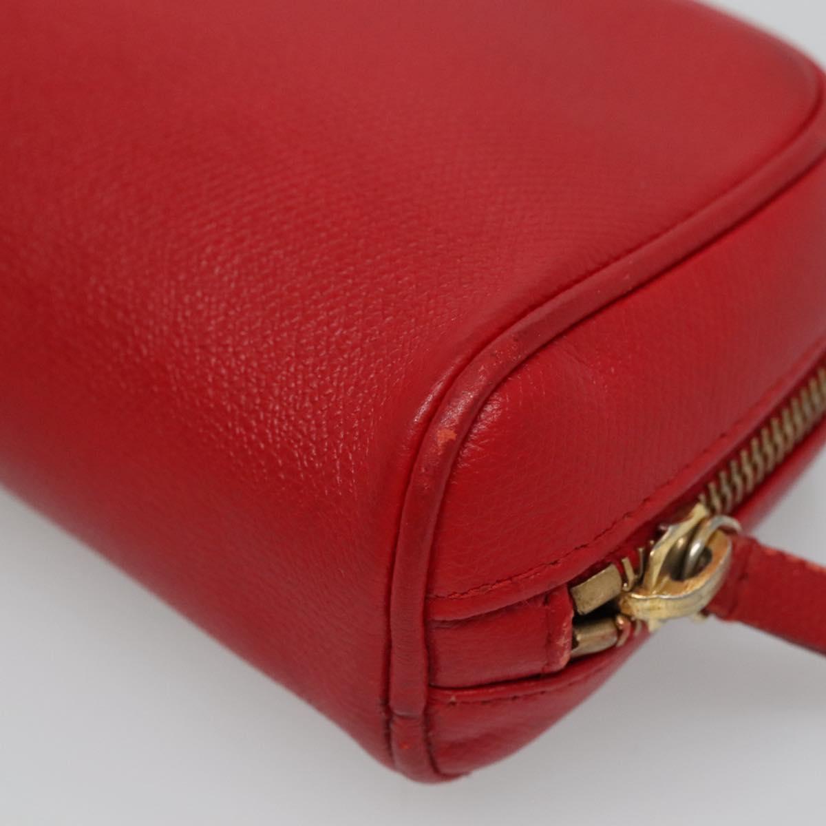 CHANEL Pouch Leather Red CC 110050