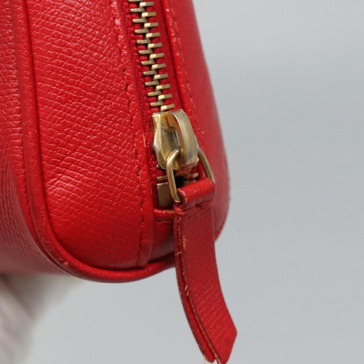 CHANEL Pouch Leather Red CC 110050