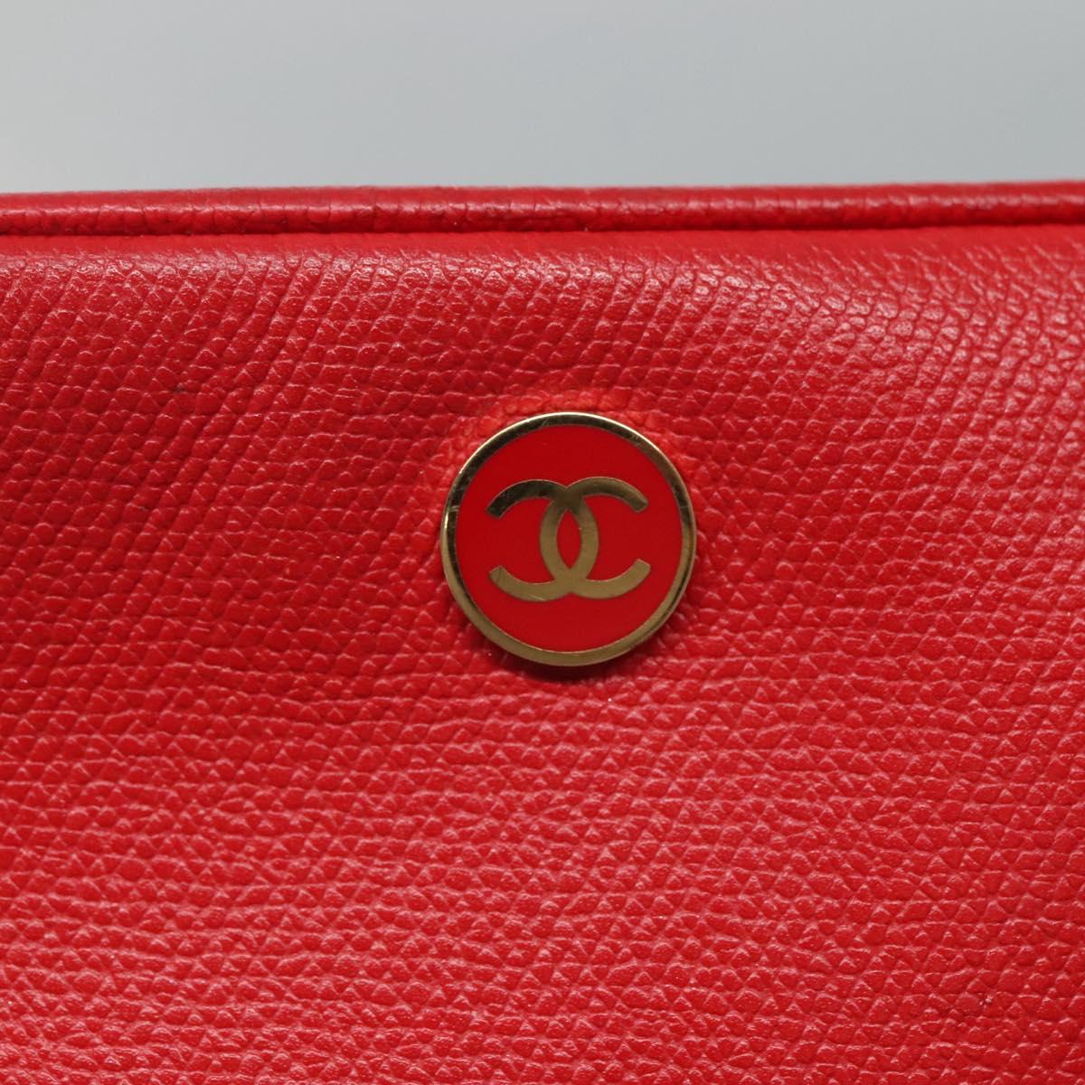 CHANEL Pouch Leather Red CC 110050