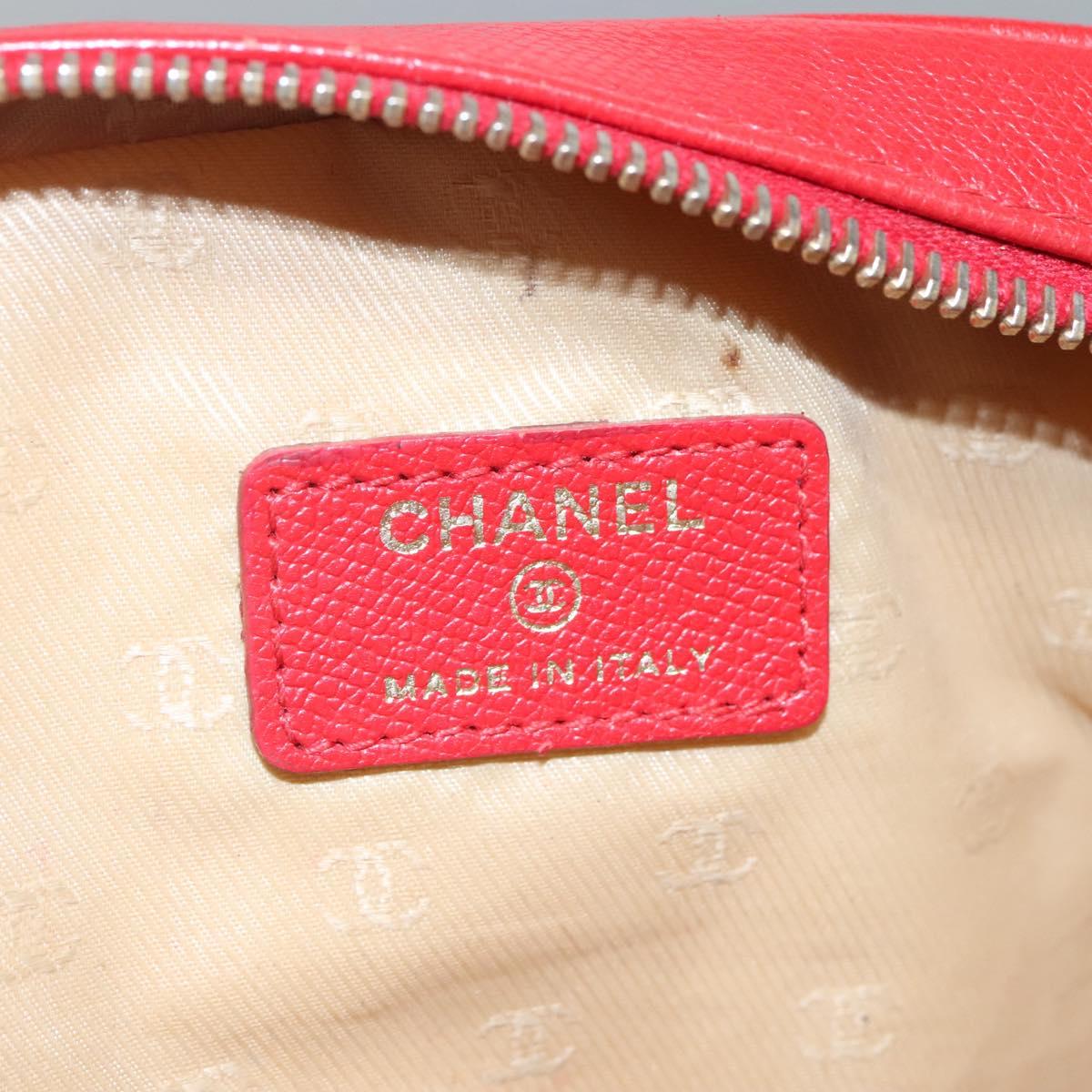CHANEL Pouch Leather Red CC 110050