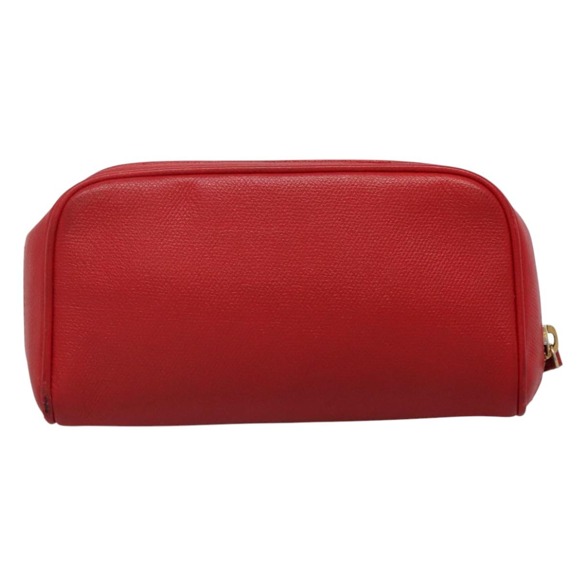 CHANEL Pouch Leather Red CC 110050