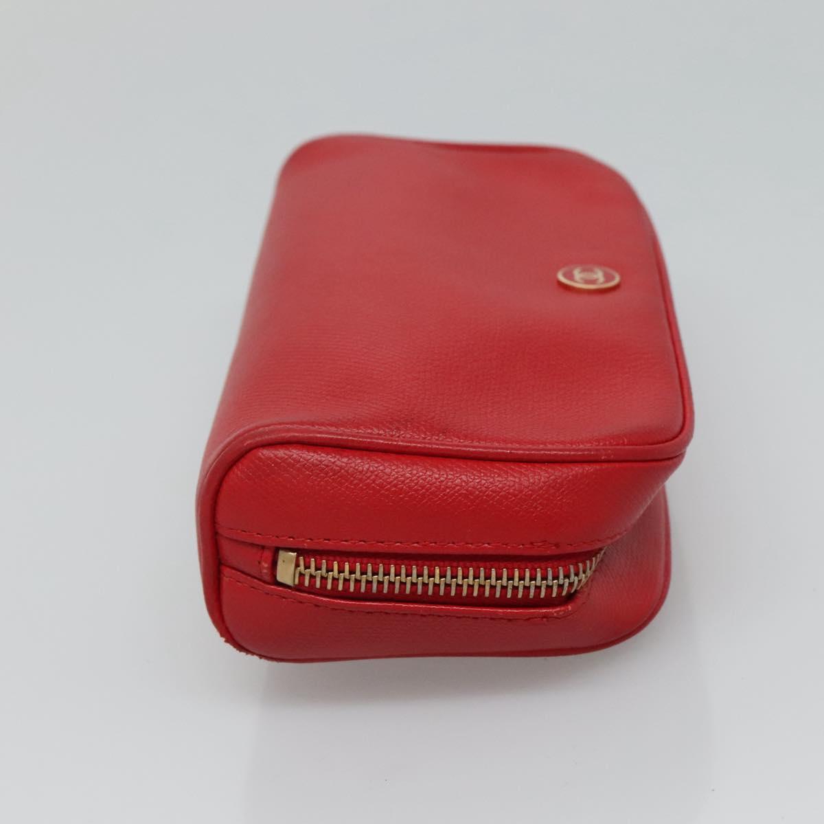 CHANEL Pouch Leather Red CC 110050