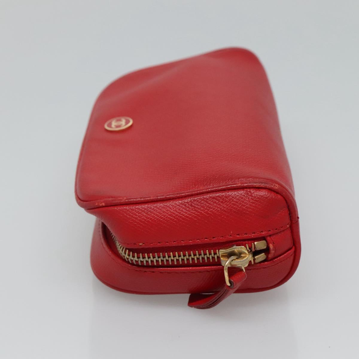 CHANEL Pouch Leather Red CC 110050