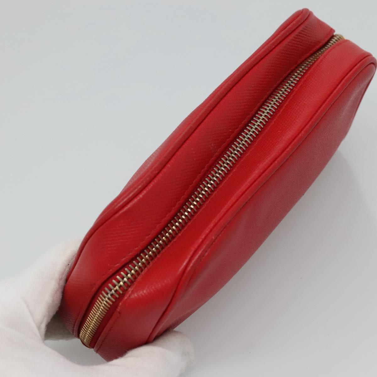 CHANEL Pouch Leather Red CC 110050