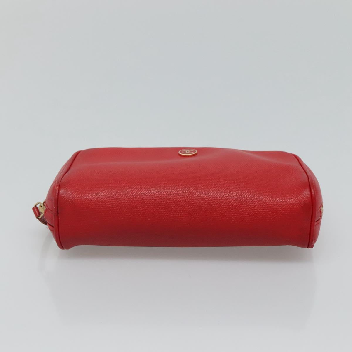 CHANEL Pouch Leather Red CC 110050