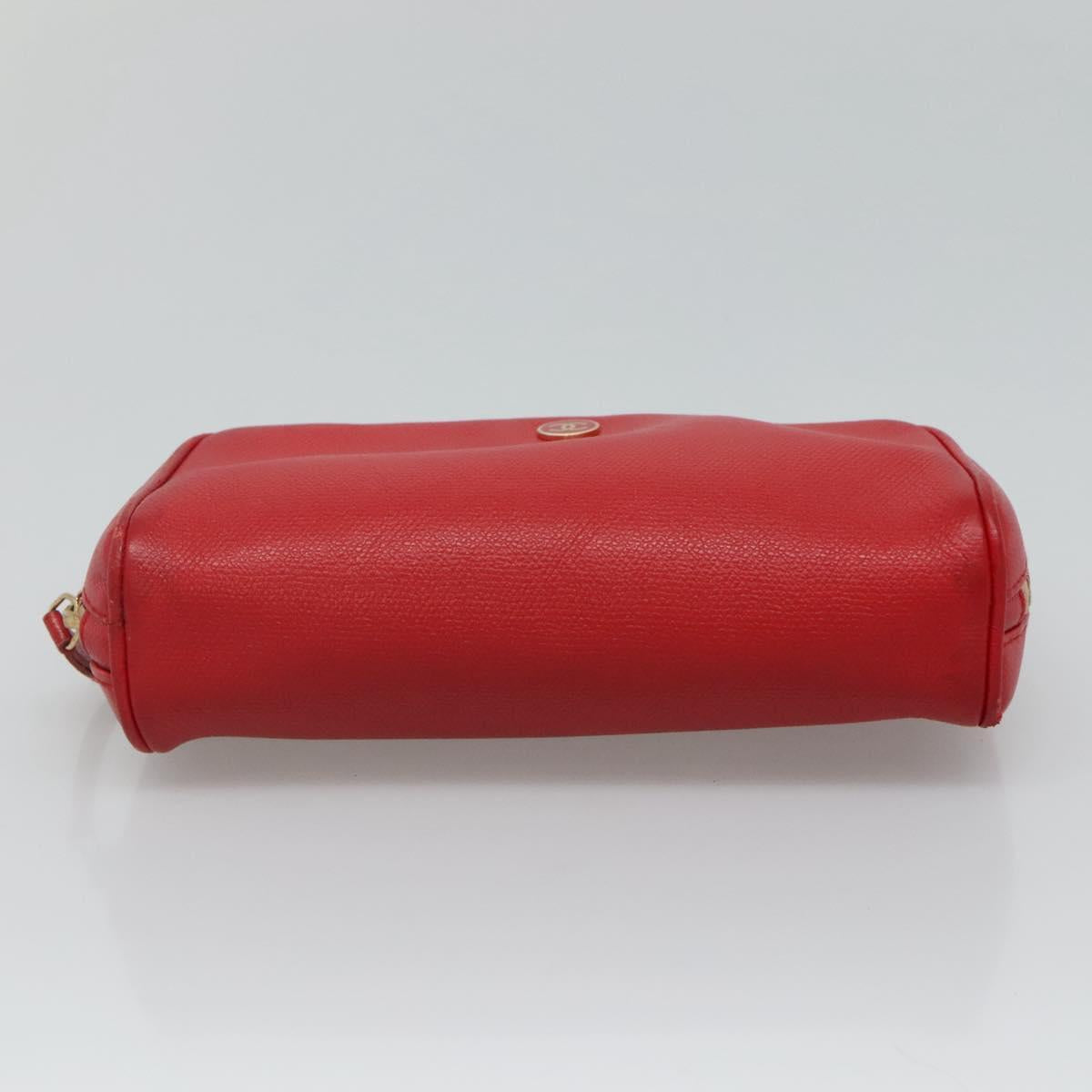 CHANEL Pouch Leather Red CC 110050