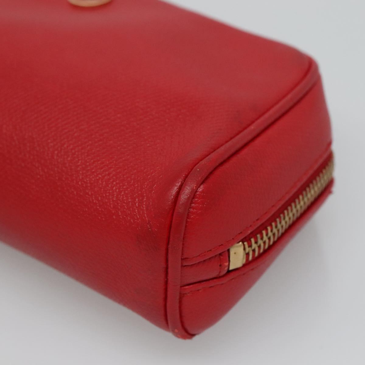 CHANEL Pouch Leather Red CC 110050