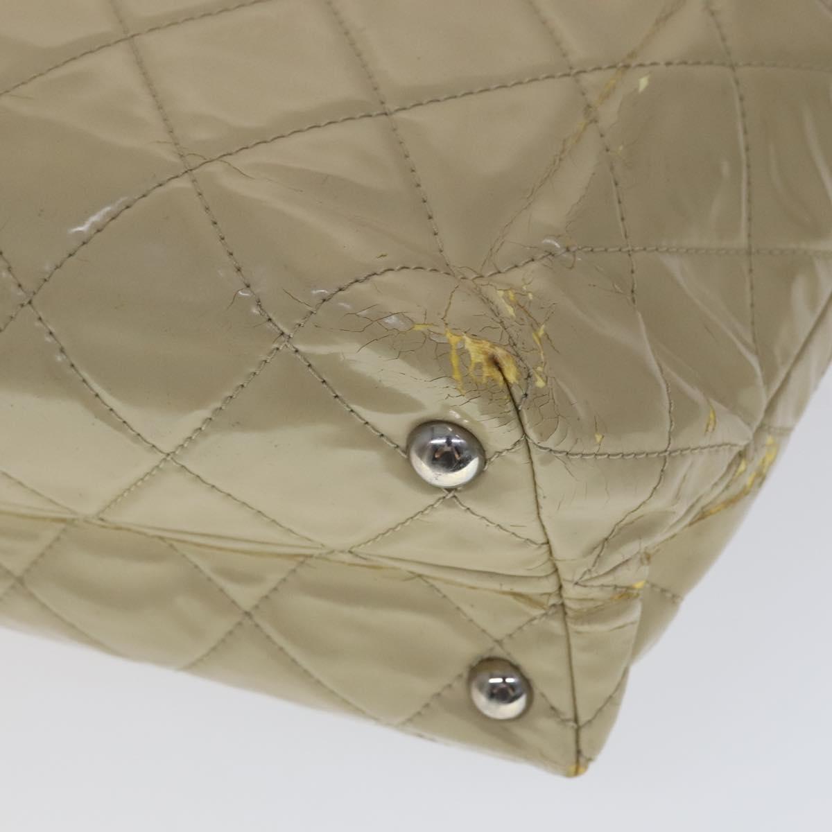 CHANEL Matelasse Chain COCO Mark Tote Bag Enamel Beige CC 110216