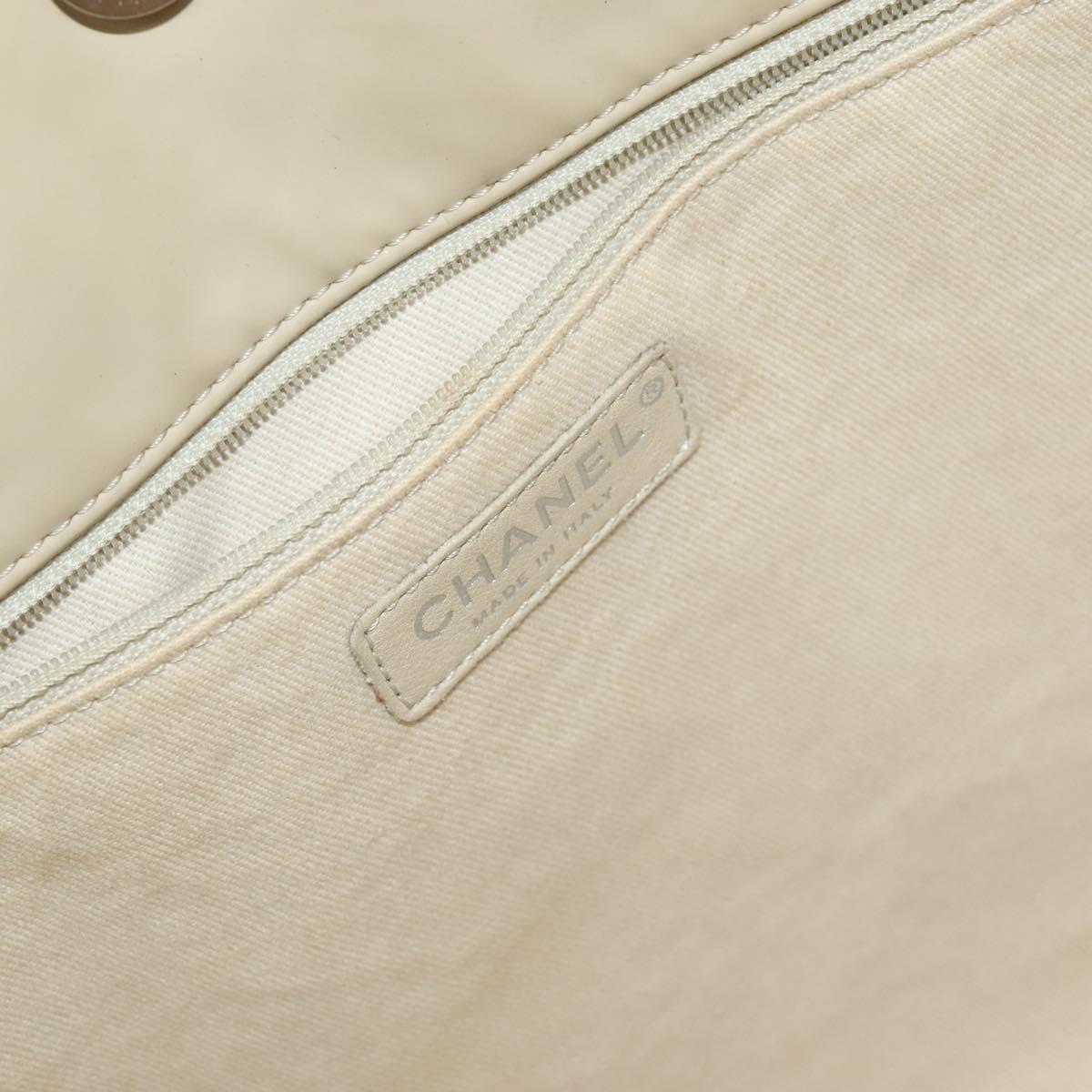 CHANEL Matelasse Chain COCO Mark Tote Bag Enamel Beige CC 110216