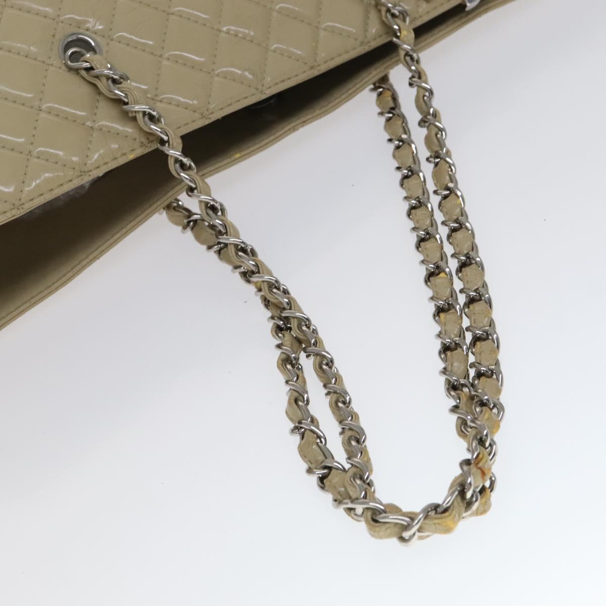 CHANEL Matelasse Chain COCO Mark Tote Bag Enamel Beige CC 110216
