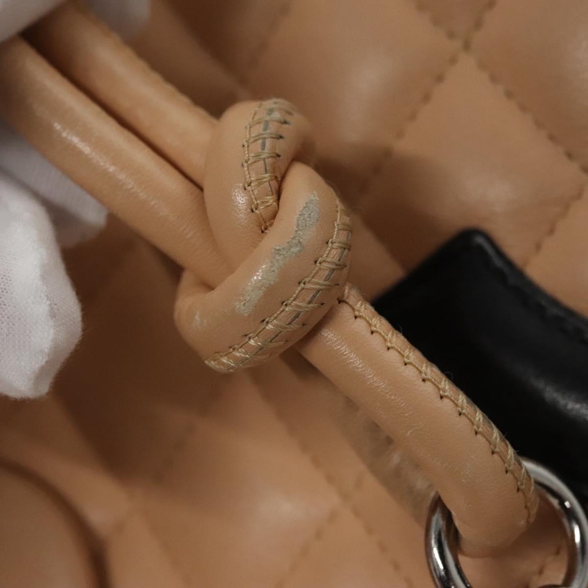 CHANEL Matelasse Cambon Line Shoulder Bag Leather Beige Silver CC 110229A
