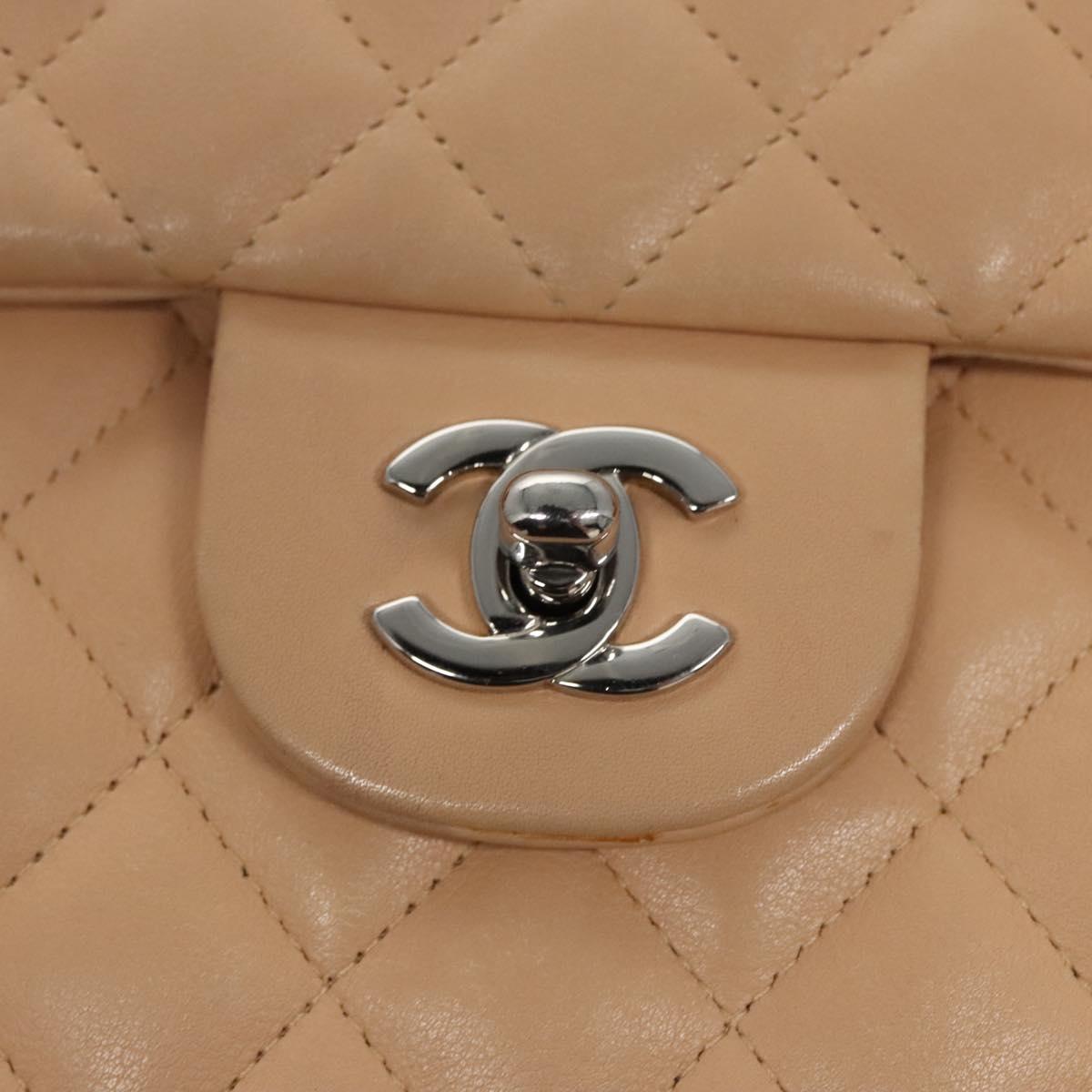 CHANEL Matelasse Cambon Line Shoulder Bag Leather Beige Silver CC 110229A