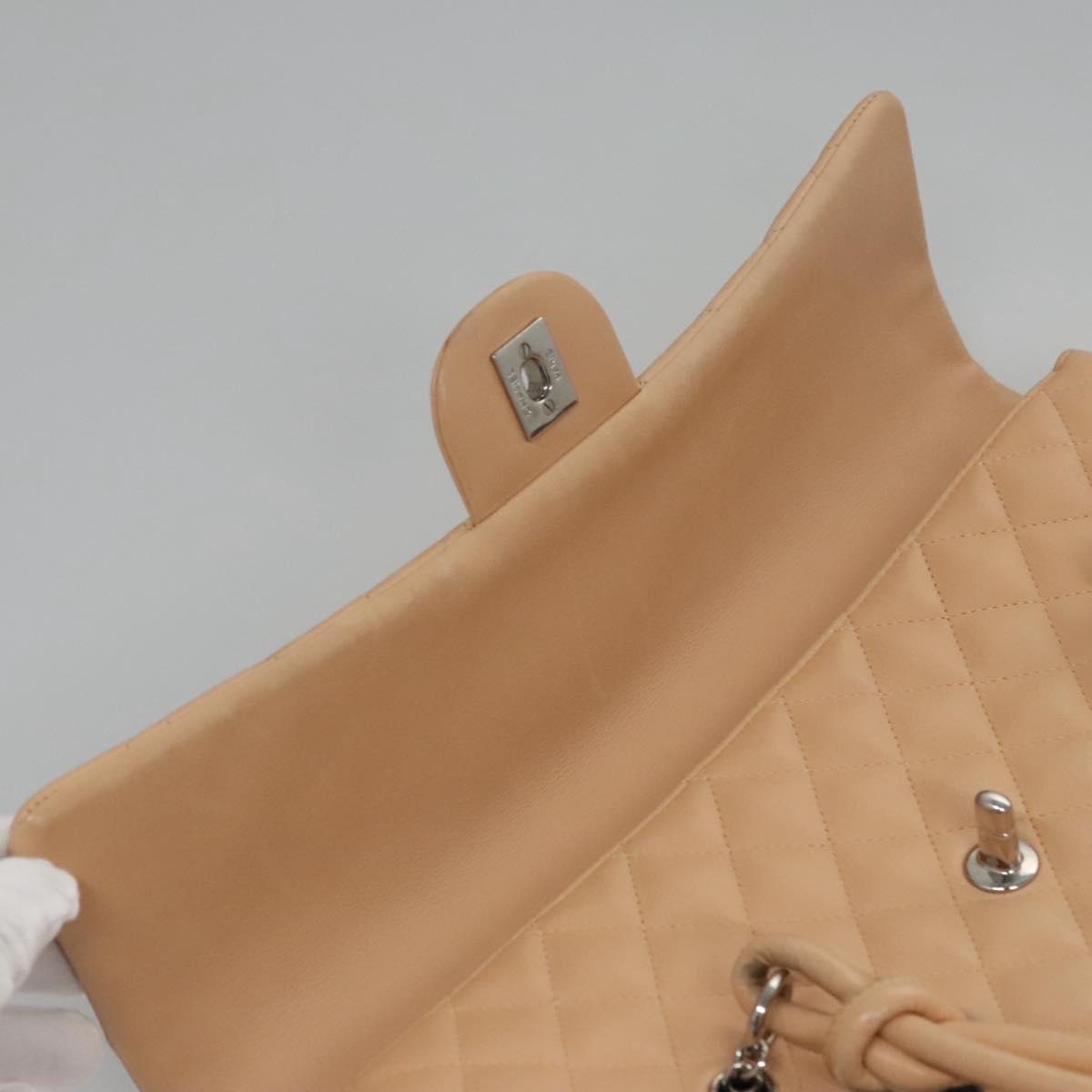 CHANEL Matelasse Cambon Line Shoulder Bag Leather Beige Silver CC 110229A