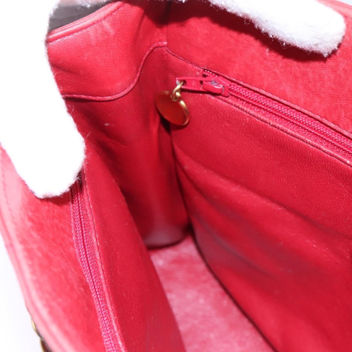 CHANEL Matelasse Chain Shoulder Bag Lamb Skin Red Gold CC 110281