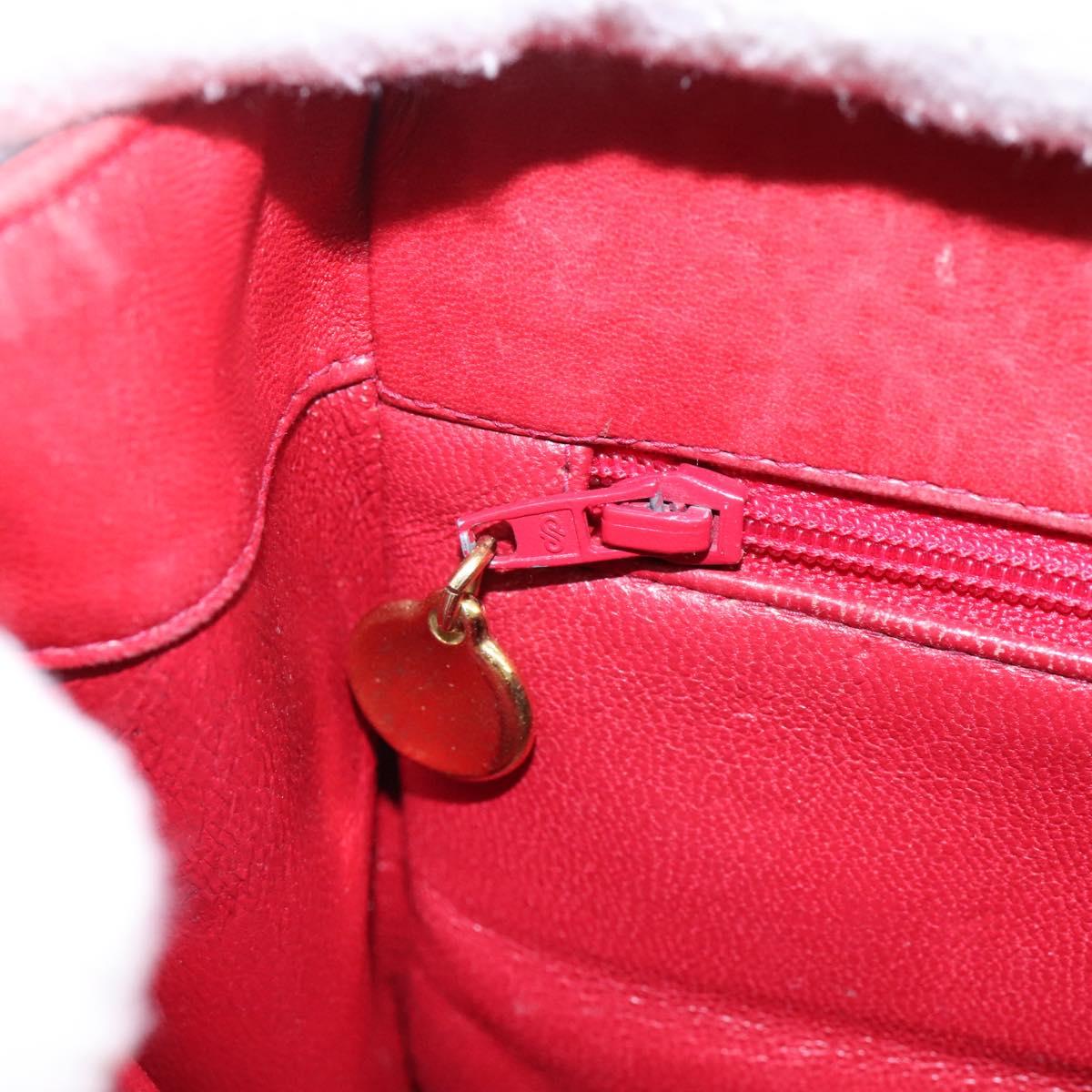 CHANEL Matelasse Chain Shoulder Bag Lamb Skin Red Gold CC 110281