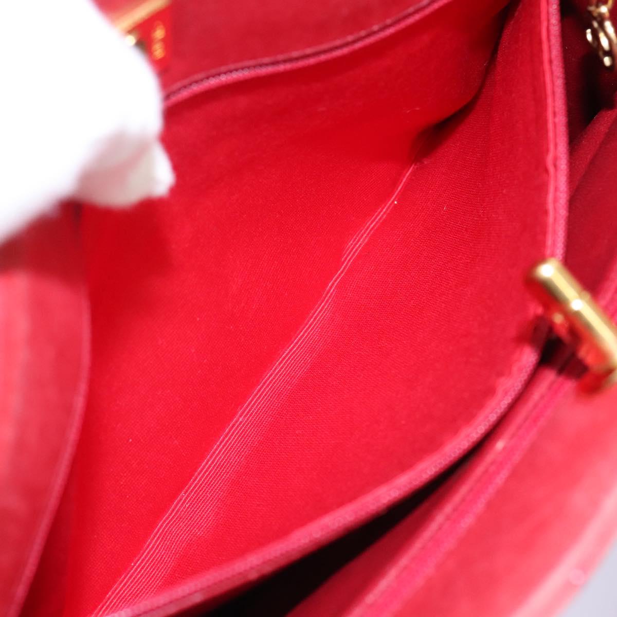 CHANEL Matelasse Chain Shoulder Bag Lamb Skin Red Gold CC 110281