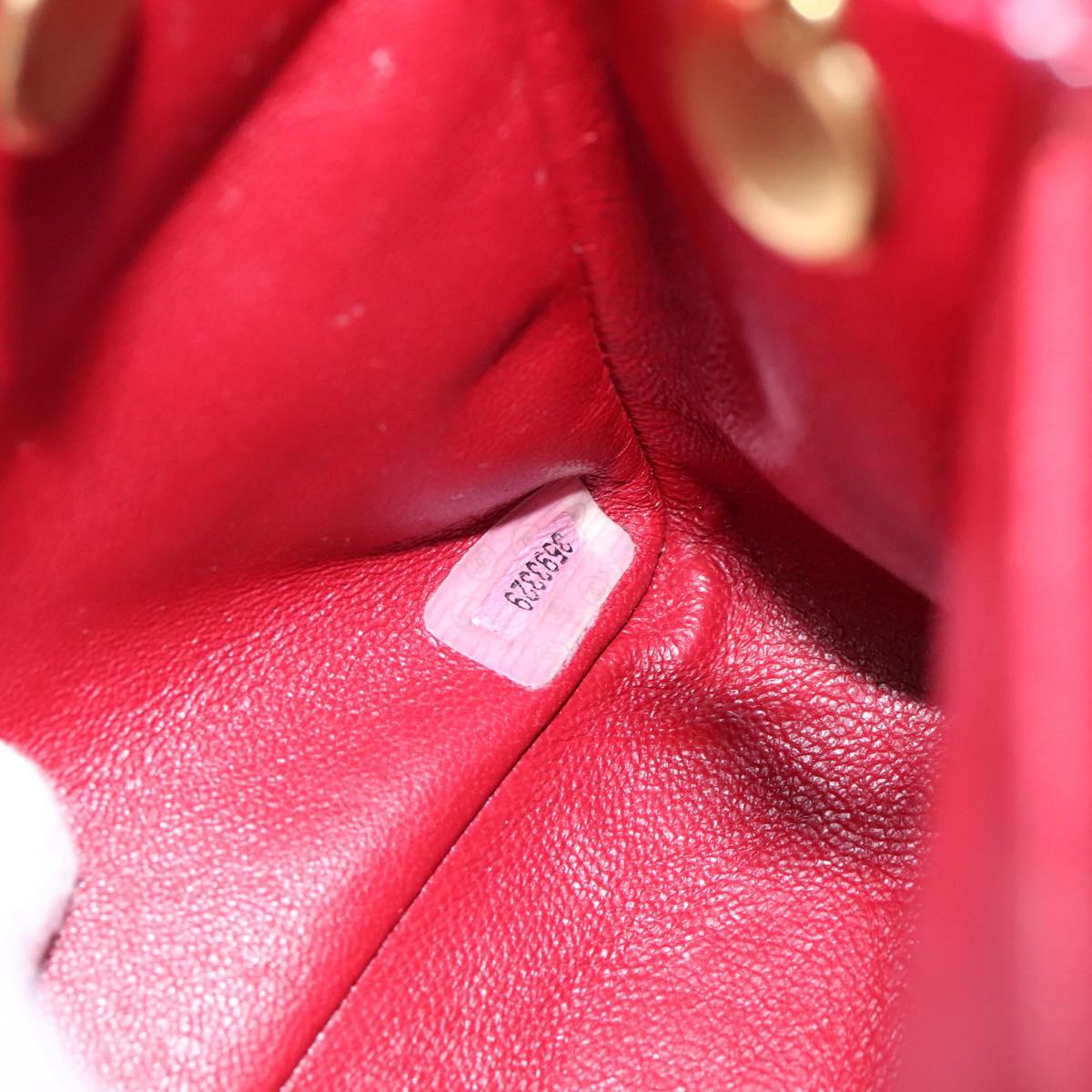 CHANEL Matelasse Chain Shoulder Bag Lamb Skin Red Gold CC 110281