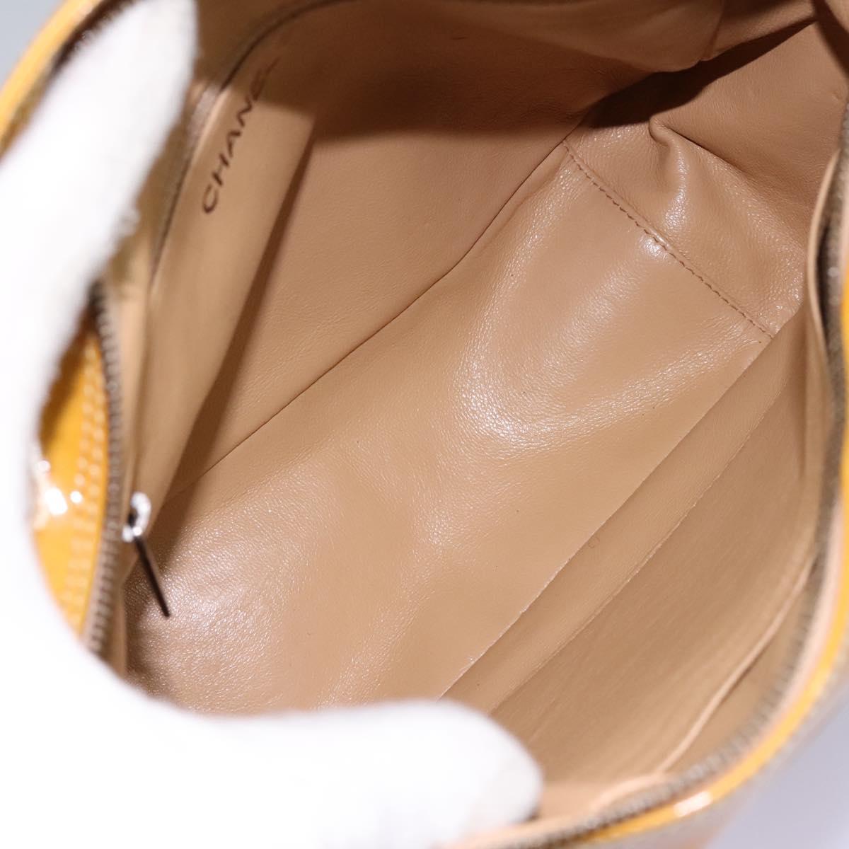 CHANEL Bicolore Shoulder Bag Patent leather Yellow CC 110286