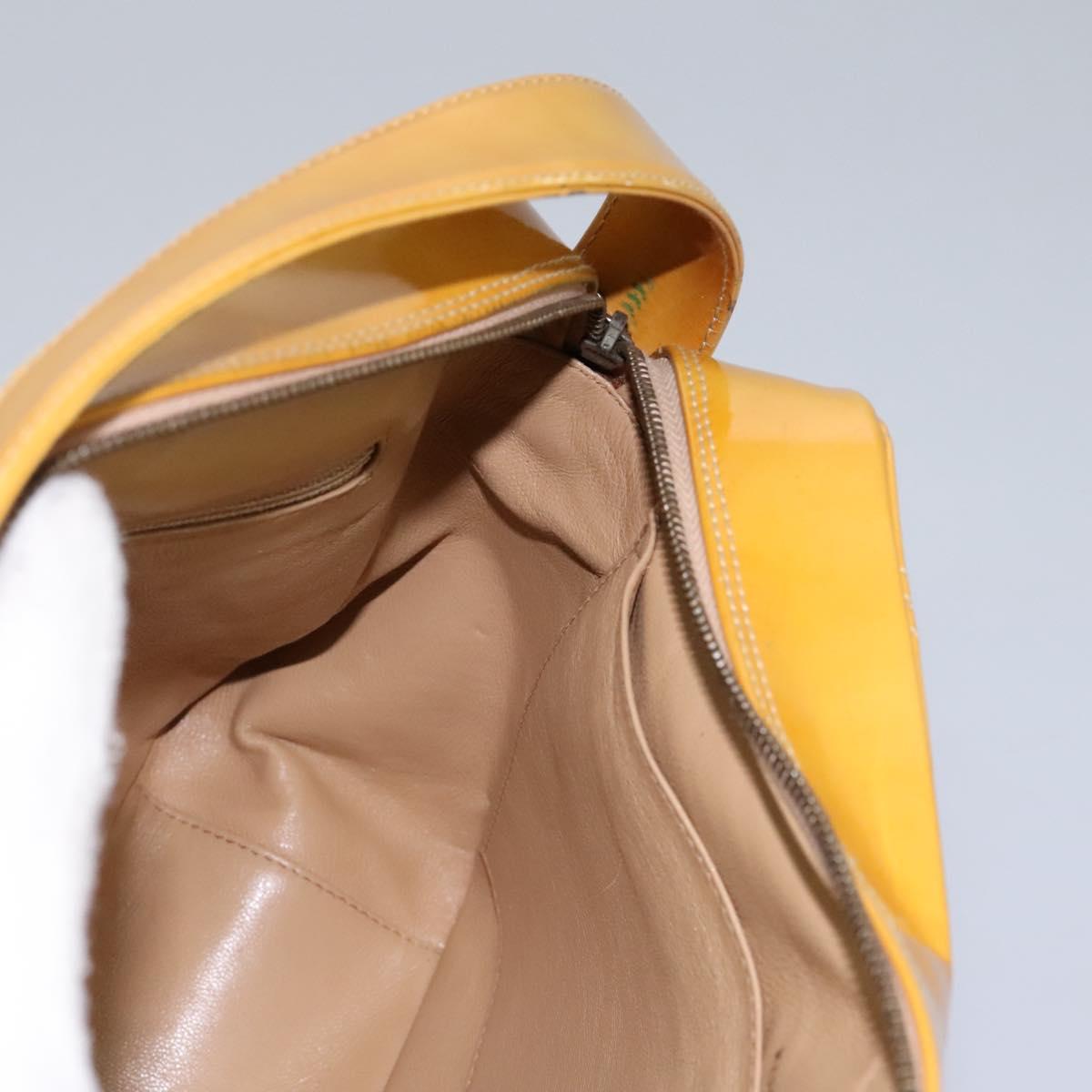 CHANEL Bicolore Shoulder Bag Patent leather Yellow CC 110286