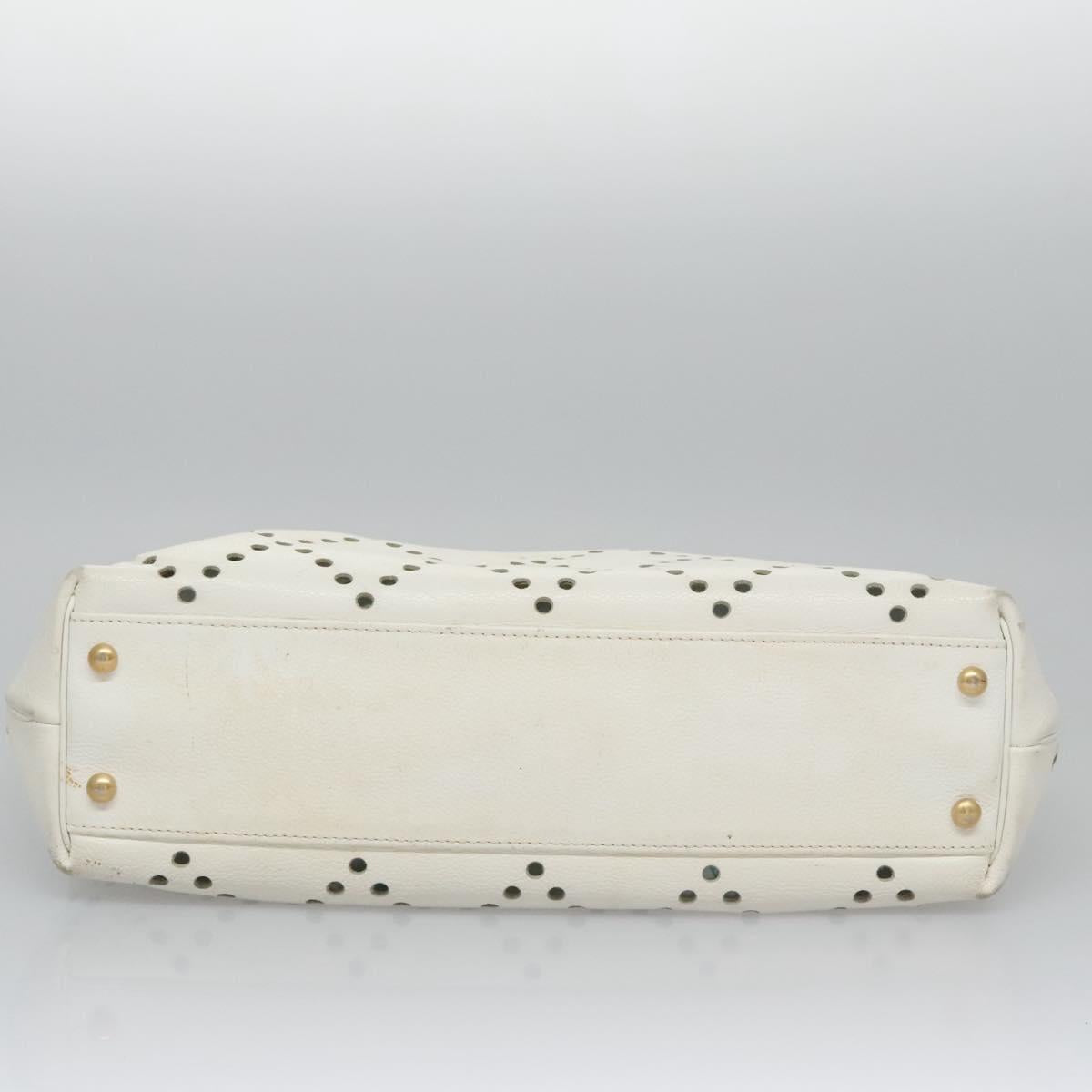 CHANEL Tote Bag Caviar Skin White CC 110288