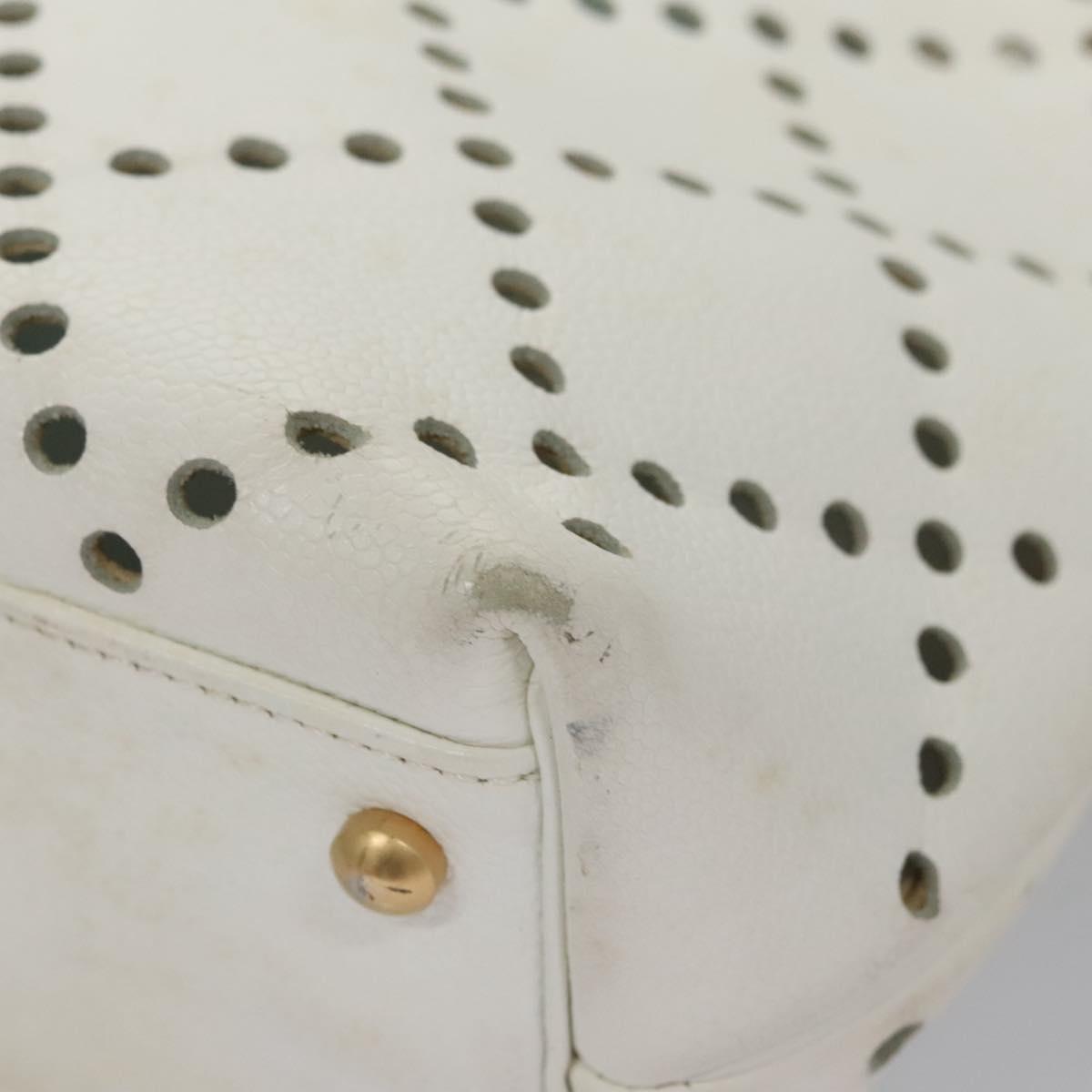 CHANEL Tote Bag Caviar Skin White CC 110288