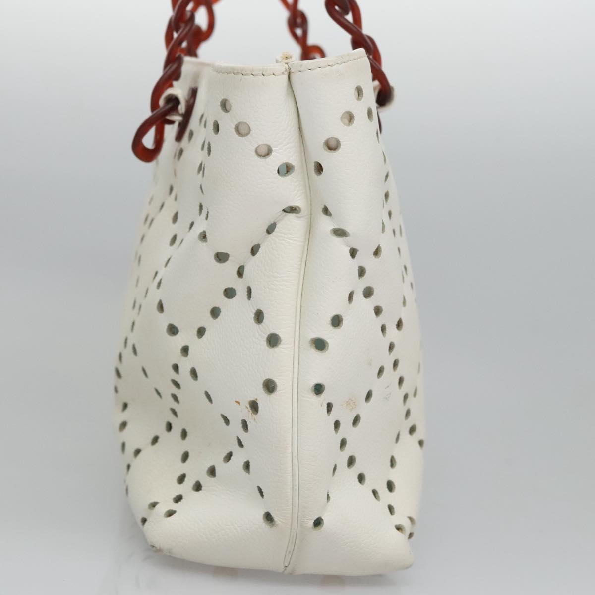 CHANEL Tote Bag Caviar Skin White CC 110288