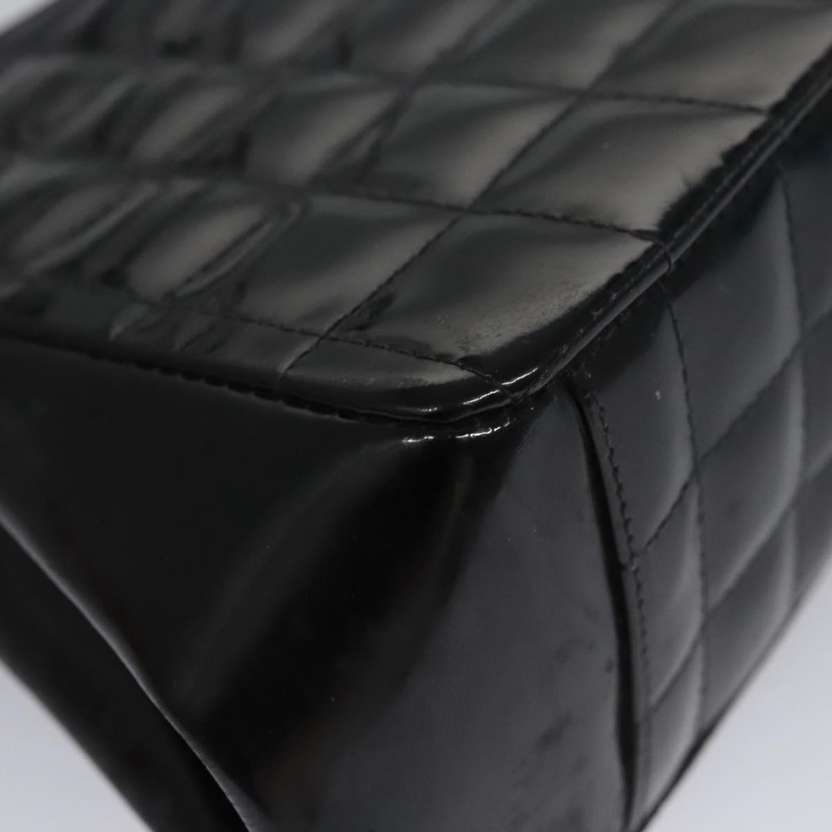 CHANEL Choco Bar Shoulder Bag Enamel Black CC 110333
