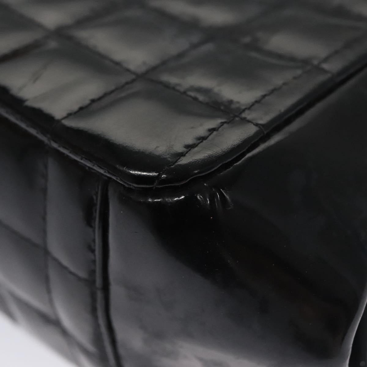 CHANEL Choco Bar Shoulder Bag Enamel Black CC 110333