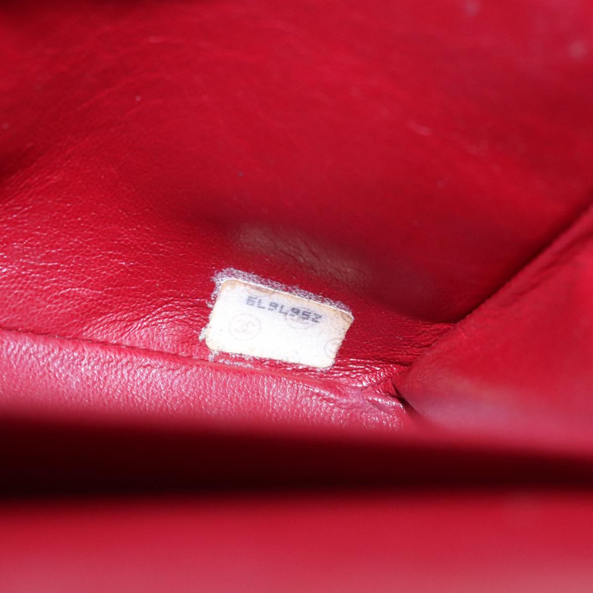 CHANEL Matelasse Chain Shoulder Bag Lamb Skin Red Gold CC 111383