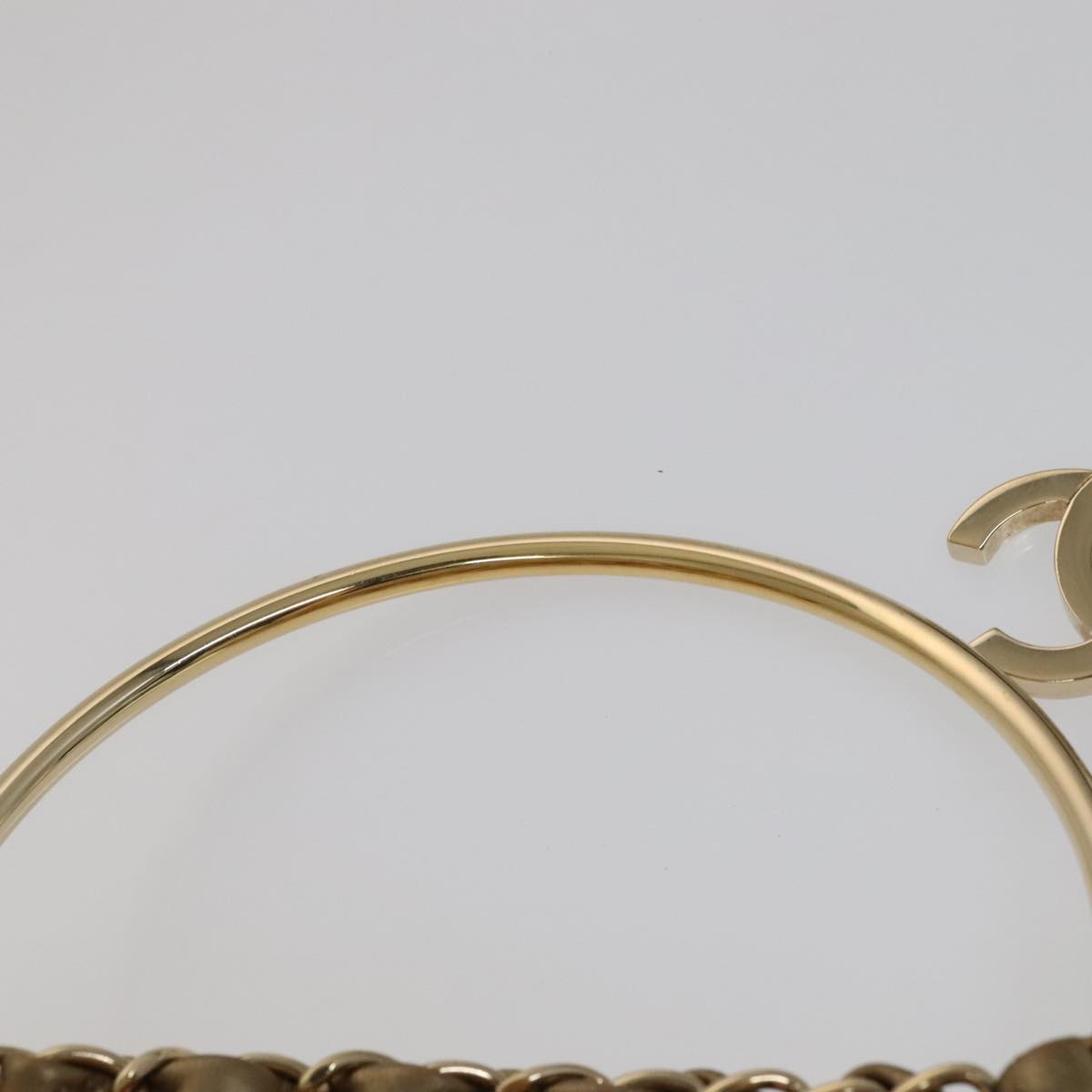 CHANEL Camelia Hoop Hand Bag Canvas Beige CC 111526