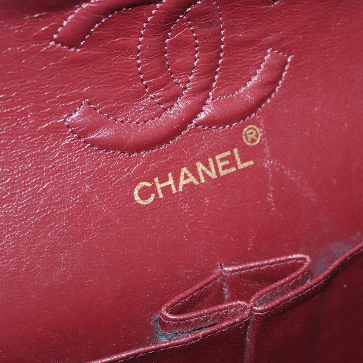 CHANEL Matelasse 25 Double Flap Chain Bag Lamb Skin Black Gold CC 111947A