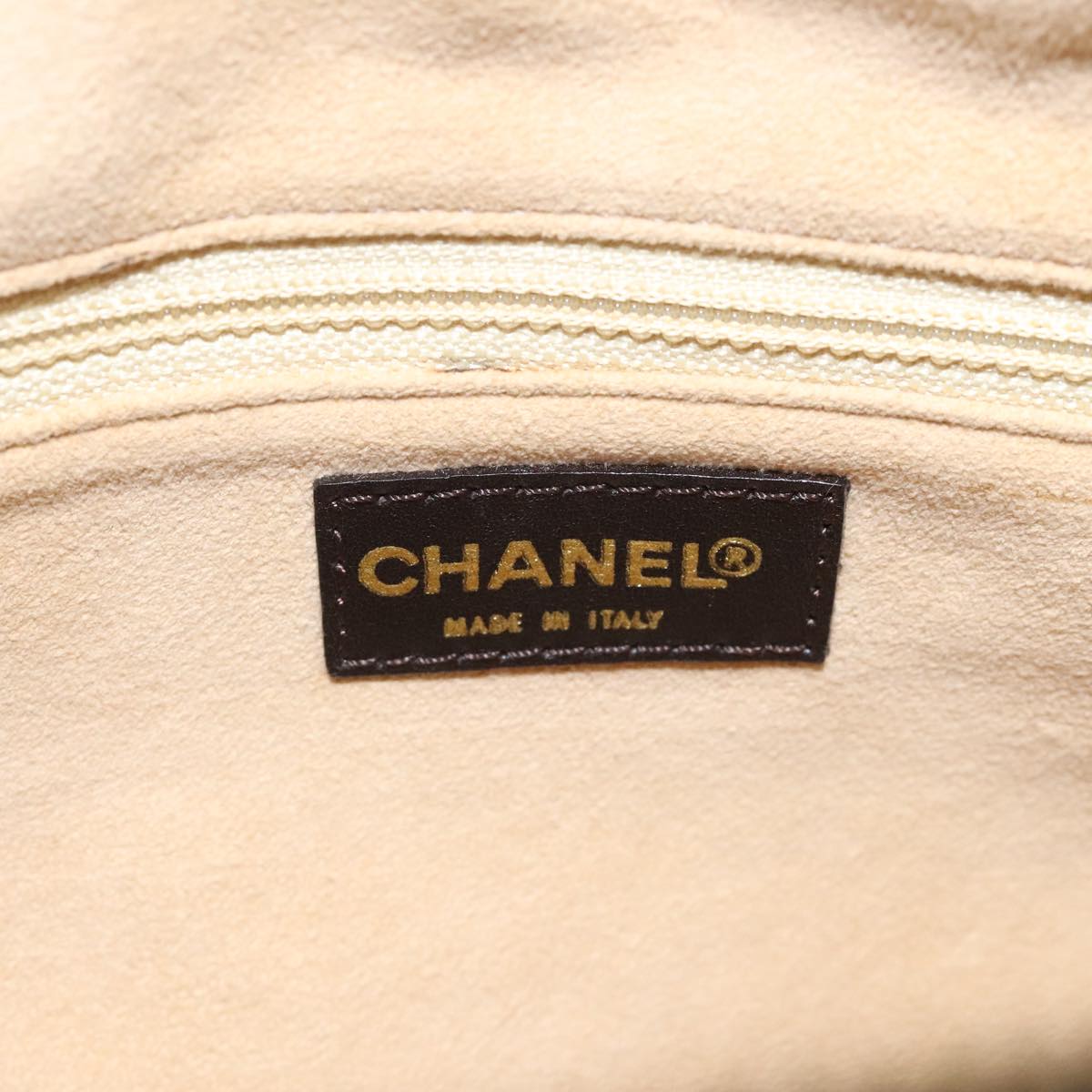 CHANEL Choco Bar Shoulder Bag Patent leather Brown CC 112054