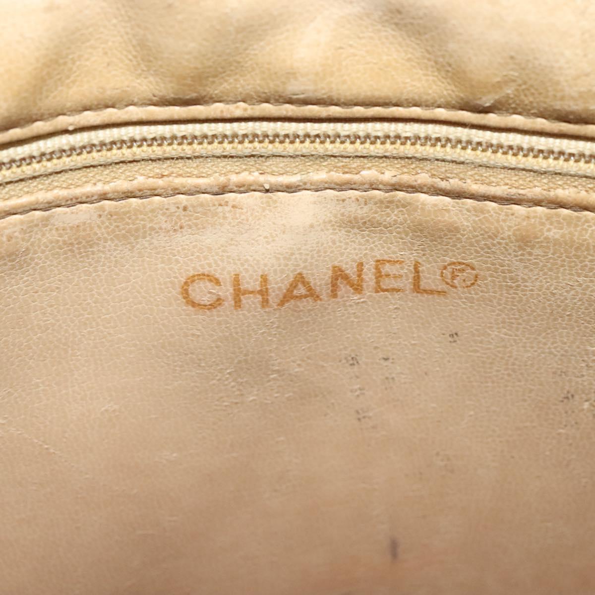CHANEL Matelasse Chain Shoulder Bag Lamb Skin Beige CC 112263