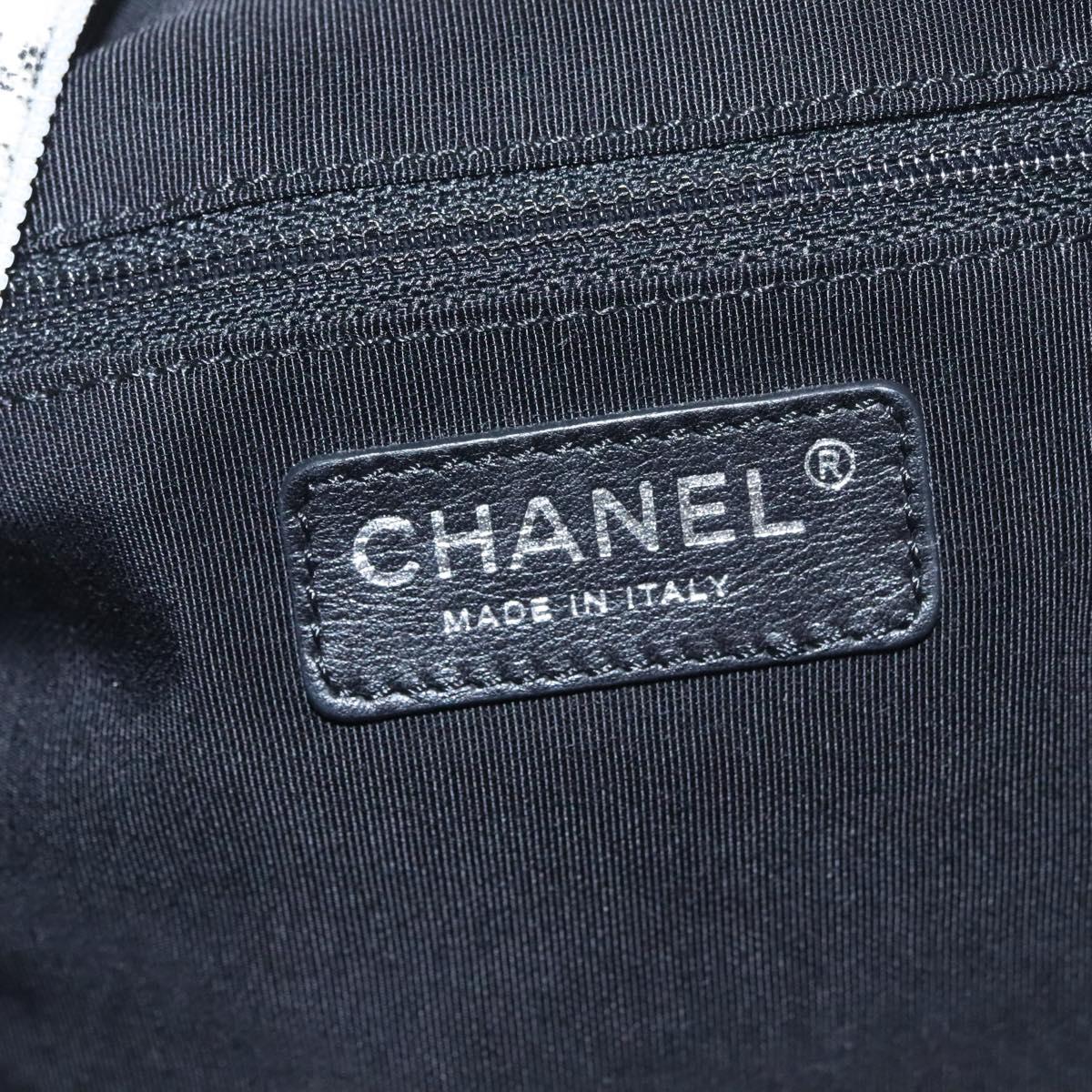 CHANEL Camelia Hand Bag Velor White CC 113114
