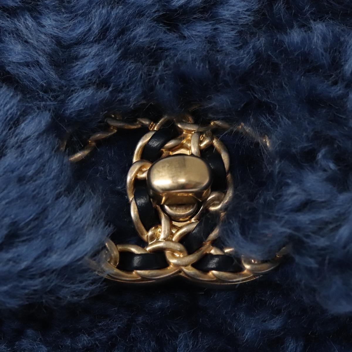 CHANEL Chain Shoulder Bag Mouton Blue AS1160 CC 113230A