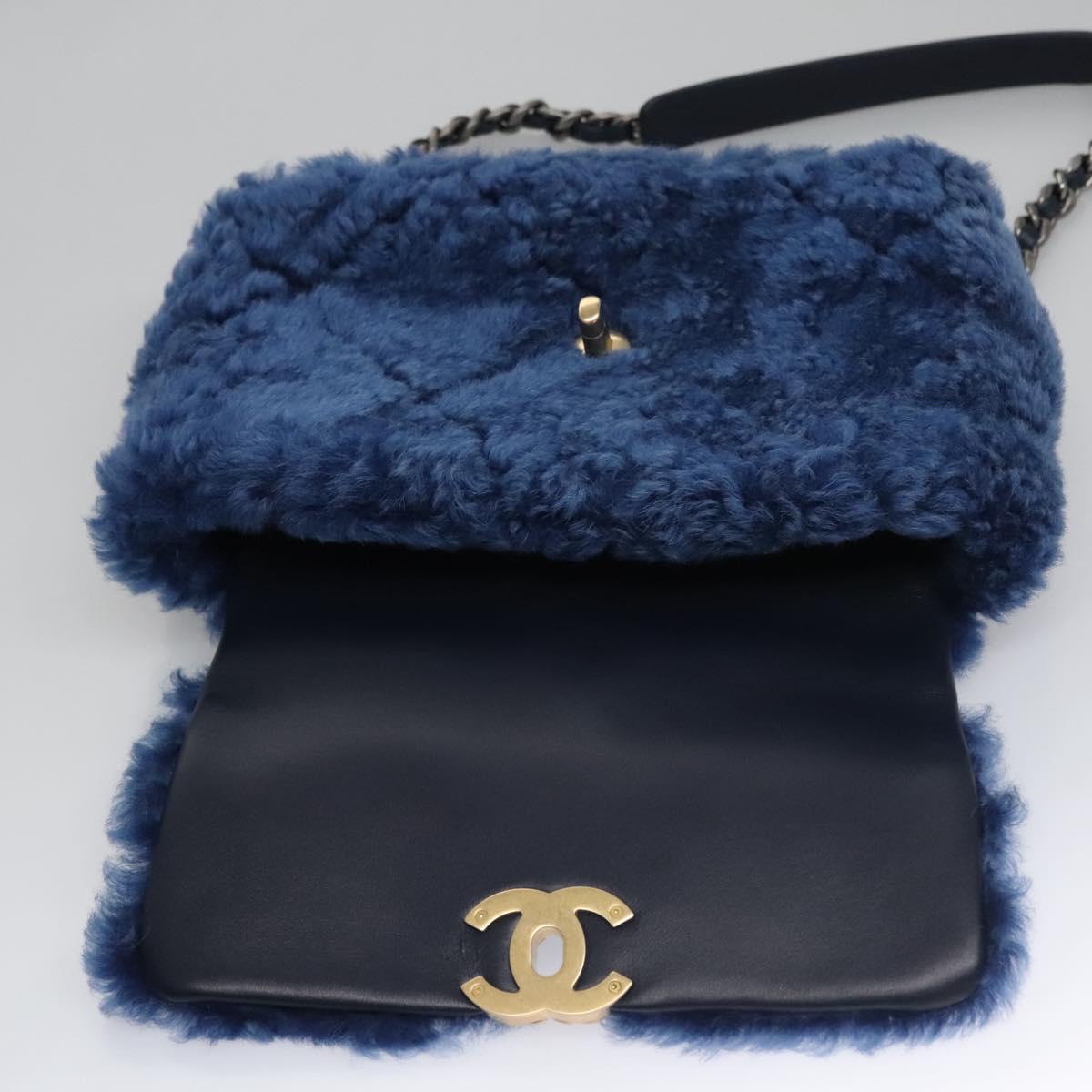 CHANEL Chain Shoulder Bag Mouton Blue AS1160 CC 113230A