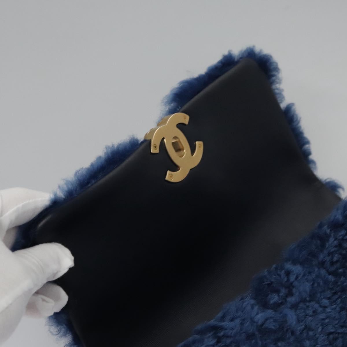 CHANEL Chain Shoulder Bag Mouton Blue AS1160 CC 113230A