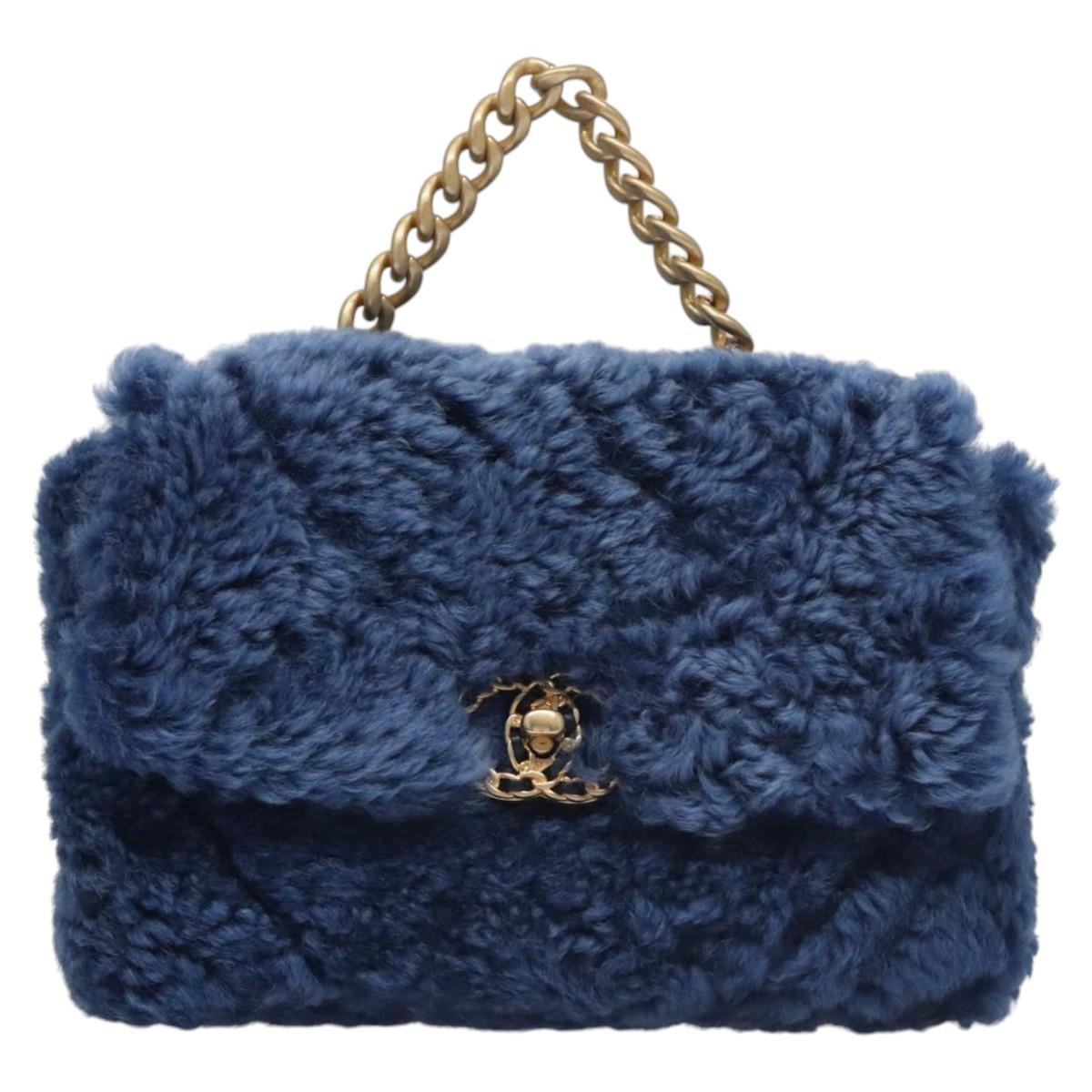 CHANEL Chain Shoulder Bag Mouton Blue AS1160 CC 113230A