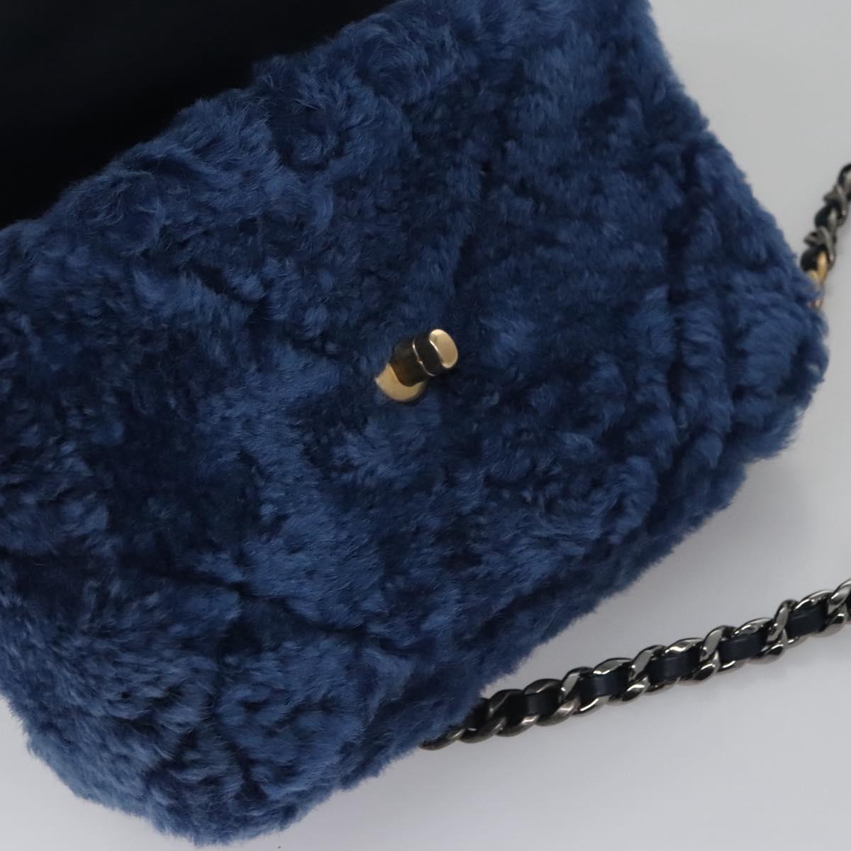 CHANEL Chain Shoulder Bag Mouton Blue AS1160 CC 113230A