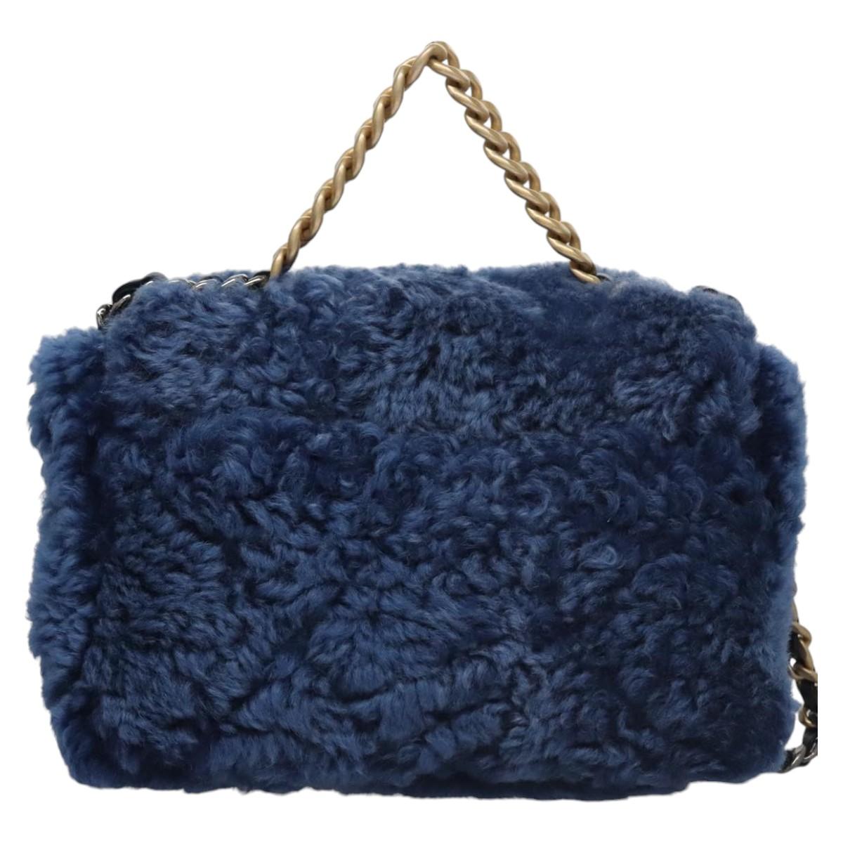 CHANEL Chain Shoulder Bag Mouton Blue AS1160 CC 113230A