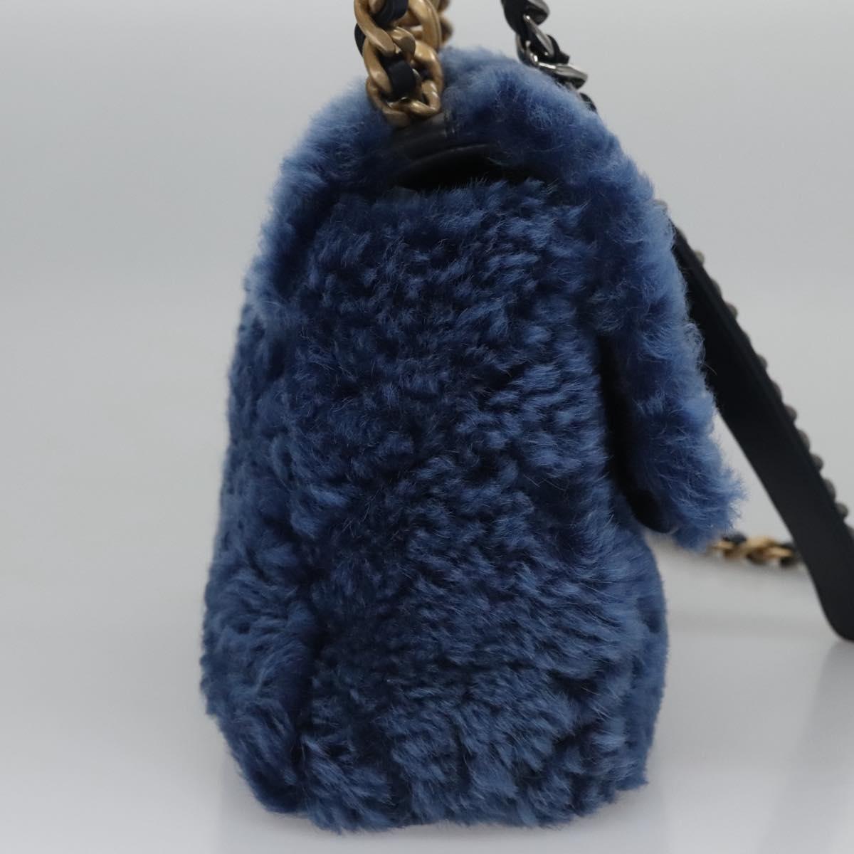 CHANEL Chain Shoulder Bag Mouton Blue AS1160 CC 113230A
