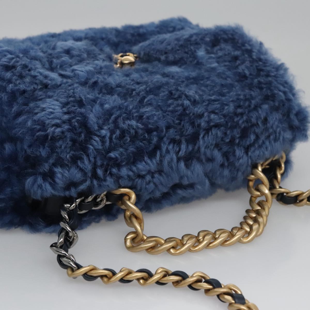 CHANEL Chain Shoulder Bag Mouton Blue AS1160 CC 113230A